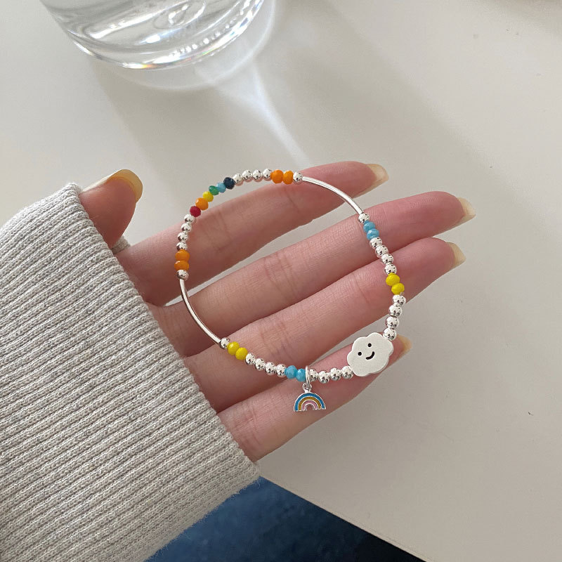 Rainbow silver bracelet handmade