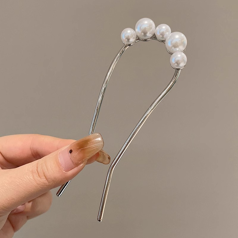 2025 nueva horquilla perla en forma de U, nueva horquilla de pelo de alto nivel femenino chino, horquilla, peine, dispositivo de fijación de cabello