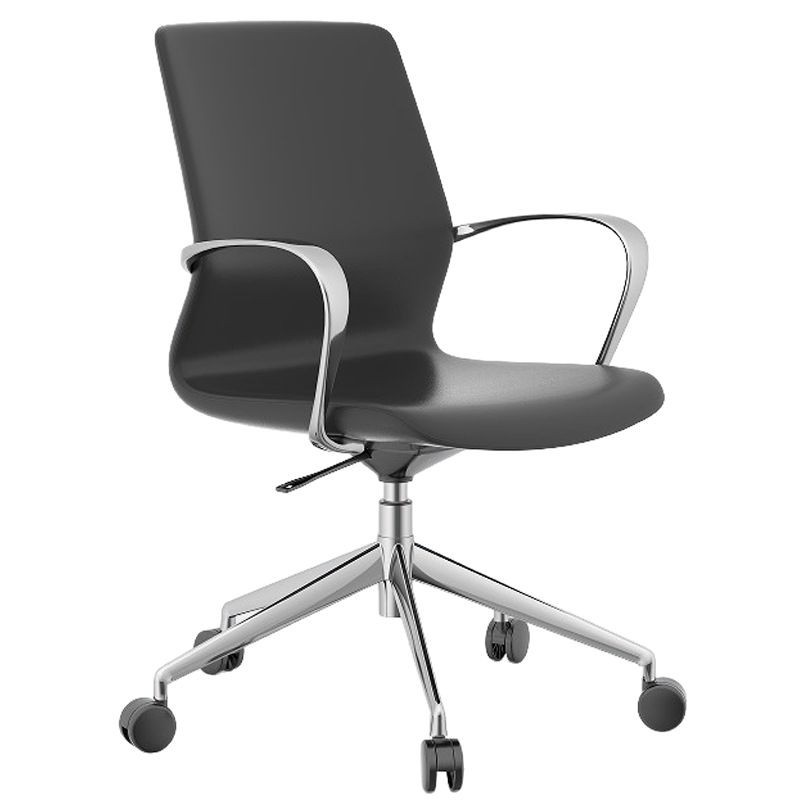 Aluminum Alloy Brushed and Glazed Stylish Staff Chair Office Computer Study Room Chair Business Meeting Negotiation Leather Chair