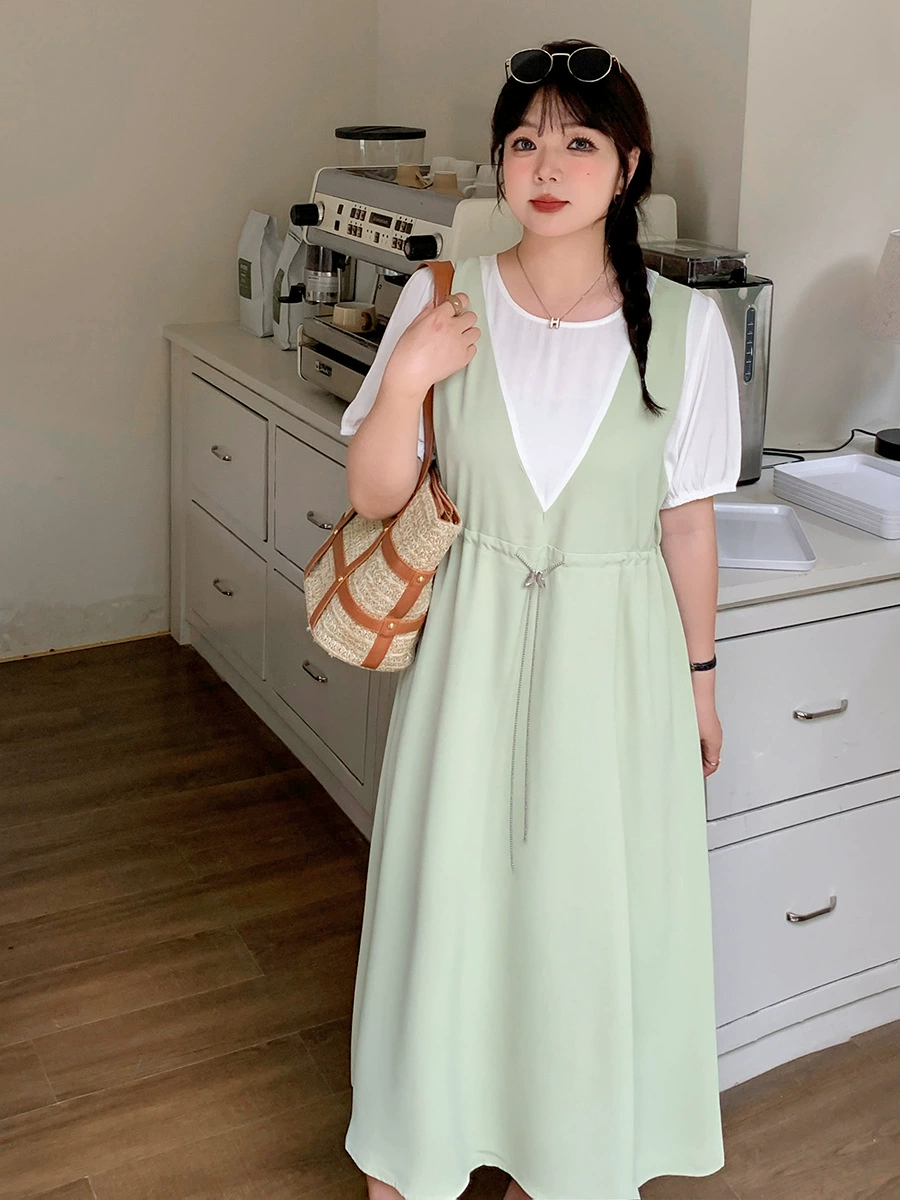 Комплект летнее платье и юбка, plus size городской стиль, размеры XL–5XL (130–260 цзинь)