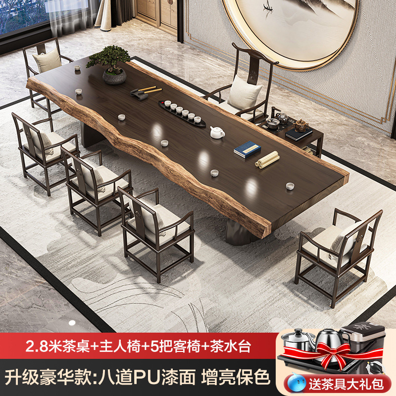 [업그레이드 된 럭셔리] 2.8 m 테이블 + 메인 의자 + 5 게스트 의자 + 티 테이블