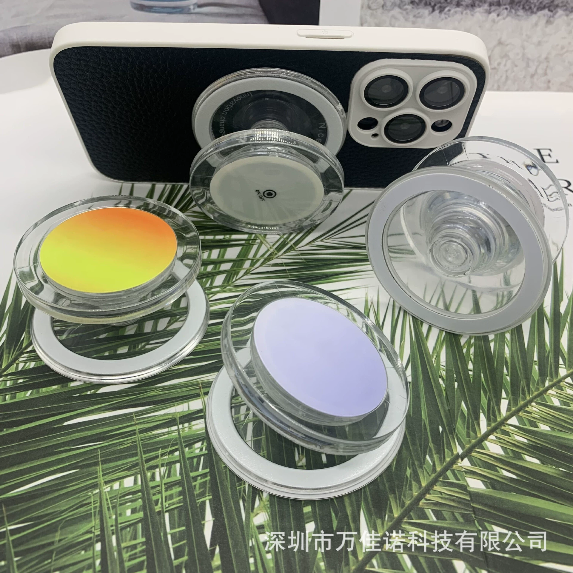 Подсветка подушка безопасности прозрачная магнитная всасывание телескопическая вспышка подставка мобильного телефона телескопическая ленивый рабочий стол взрывной подставка подушки безопасности