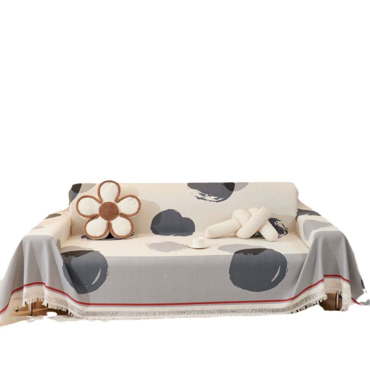 Copridivano universale in cotone e lino, moderno, semplice, con stampa a nido d'ape, per tutte le stagioni, lavabile in lavatrice_voghion.com