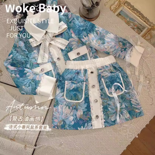 Popular girl's  new set stylish children's small fragrance autumn and spring coat