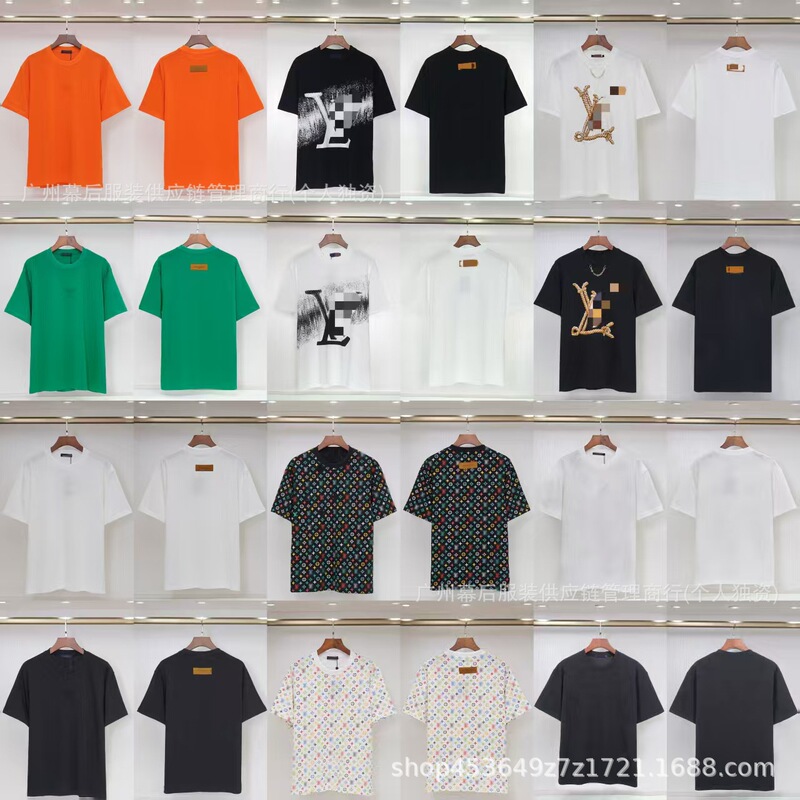 Cross-Border L Full-Print 26Ss Lv High-Quality Fashion Short-Sleeve Classic Unisex Graffiti T-Shirt Trendy Cross-Border L Full-Print 26Ss Lv High-Quality Fashion Short-Sleeve Classic Unisex Graffiti T-Shirt Trendy