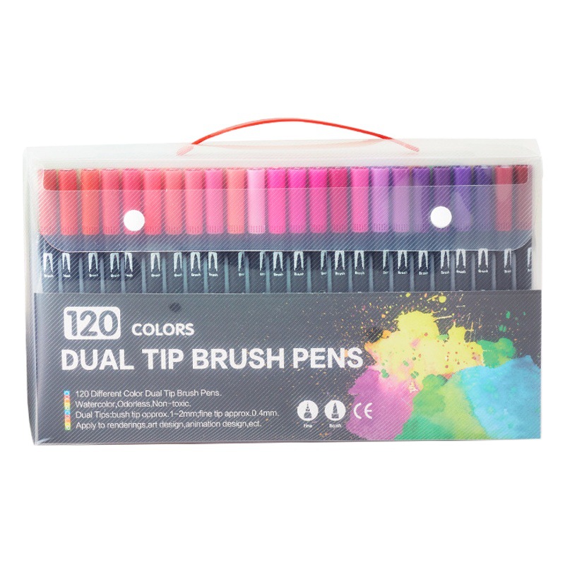 Cross-border acuarela pluma de color traje al por mayor estudiante de cabeza suave lavable doble cabeza acuarela pluma gancho pluma arte Amazon