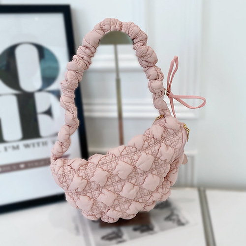 Small Korean pleated cloud bag, Instagram versatile bubble armpit bag, down cotton coat bag, single shoulder crossbody dumpling bag