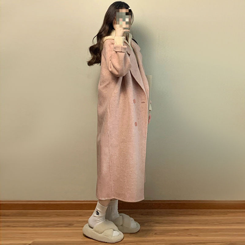 白鸭羽绒服内胆双面绒毛呢大衣女中长款秋冬季洋气次加厚外套