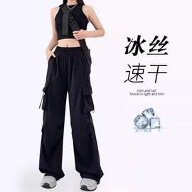 女童工装裤夏季韩版洋气中大童初中生阔腿裤小女孩薄款休闲长裤潮