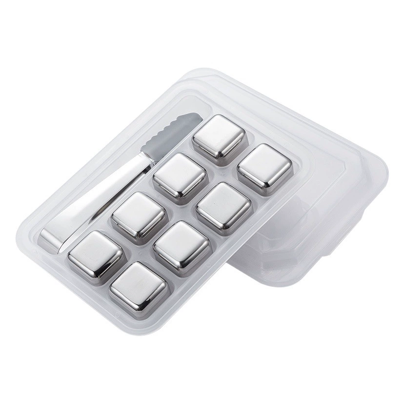 Набор металлических кубиков для льда из нержавеющей стали, пищевой, для быстрого замораживания, для вина, в подарочной коробке, для красного вина, виски, ледяные шары