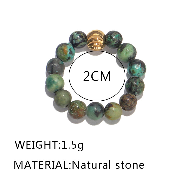 Simple Style Round natural stone Rings Beaded 1 Piece