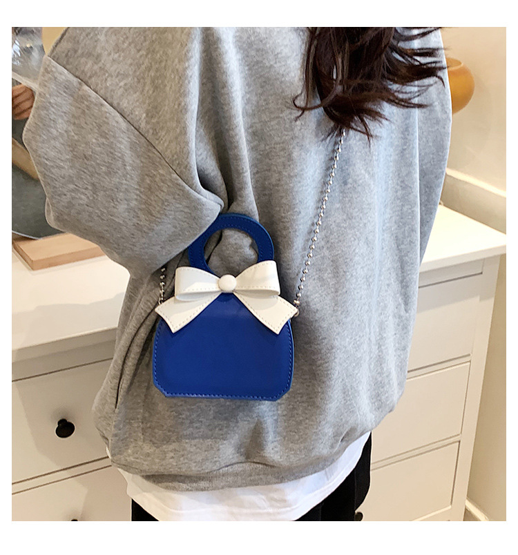 Women's Small Pu Leather Color Block Cute Bowknot Square Magnetic Buckle Handbag display picture 9