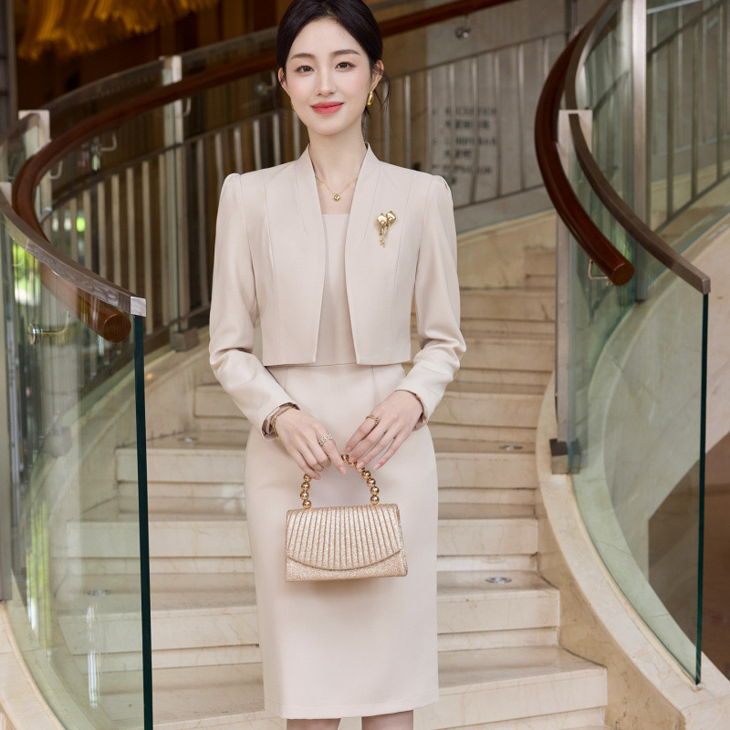 Cross-border AliExpress blazer paired with dress two-piece set for women, elegant teacher professional suit, broadcast formal attire