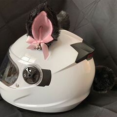 头盔装饰品猫耳朵摩托车电动车女骑士毛绒耳朵配饰滑雪头盔可拆卸