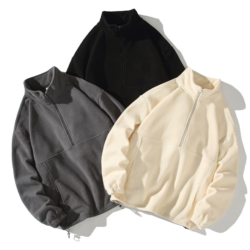 Приливная пара кашемировый кашемировый новый пол-молния куртка осень-зима 2025