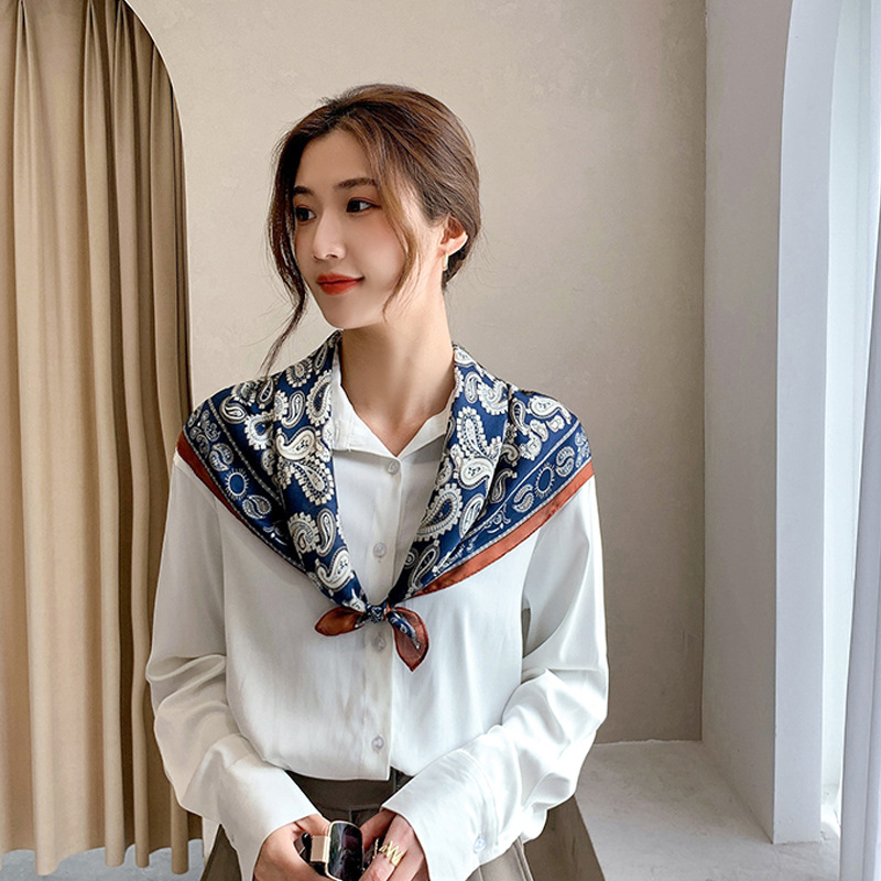 60g Weight Women's Simple Style Classic Style Color Block Polyester Printing Silk Scarf
