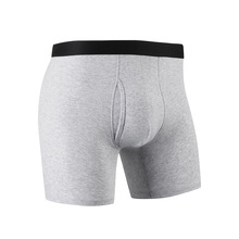 欧码跨境款男士内裤中长款棉质纯棉开口运动纯色肥佬平角裤美码