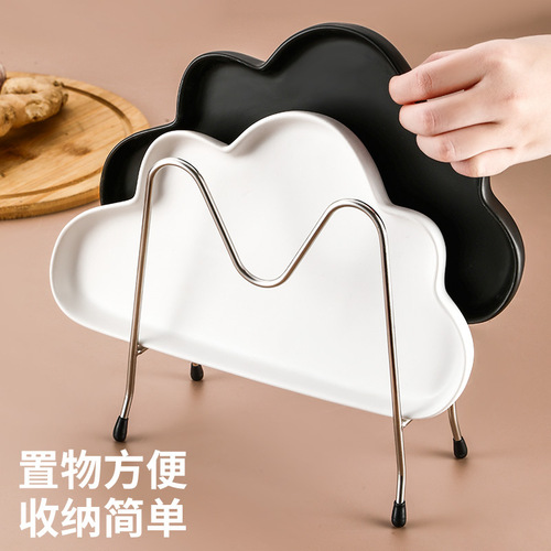 Stainless steel M-shaped pot cover rack kitchen household dish chopping board rack multi-functional drain storage rack storage rack