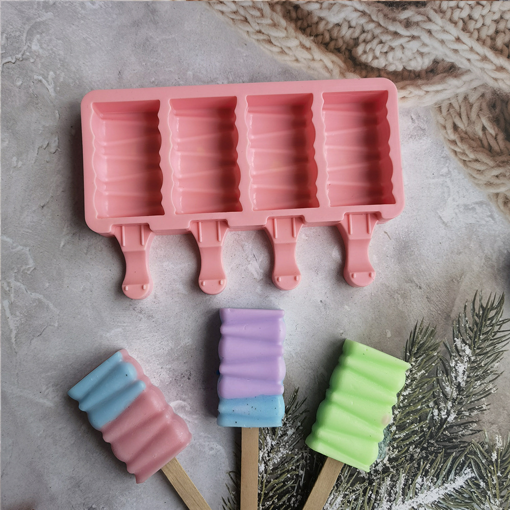 4 bloques de construcción molde de helado molde de helado molde de helado molde de helado molde de silicona blanca