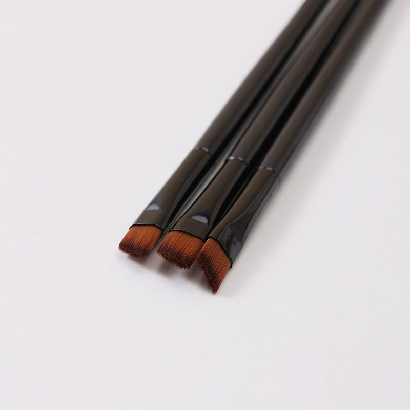 Makeup Brush handheld black, plastic handle, angled small brush for primer and eyeliner