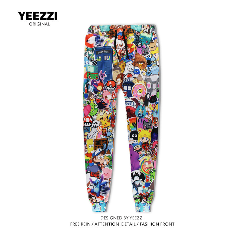 American Casual Pants Men's Sports Pants Sweatpants Jogging Pants Loose Versatile Pink Slimming Age-Reducing Fashion Cartoon