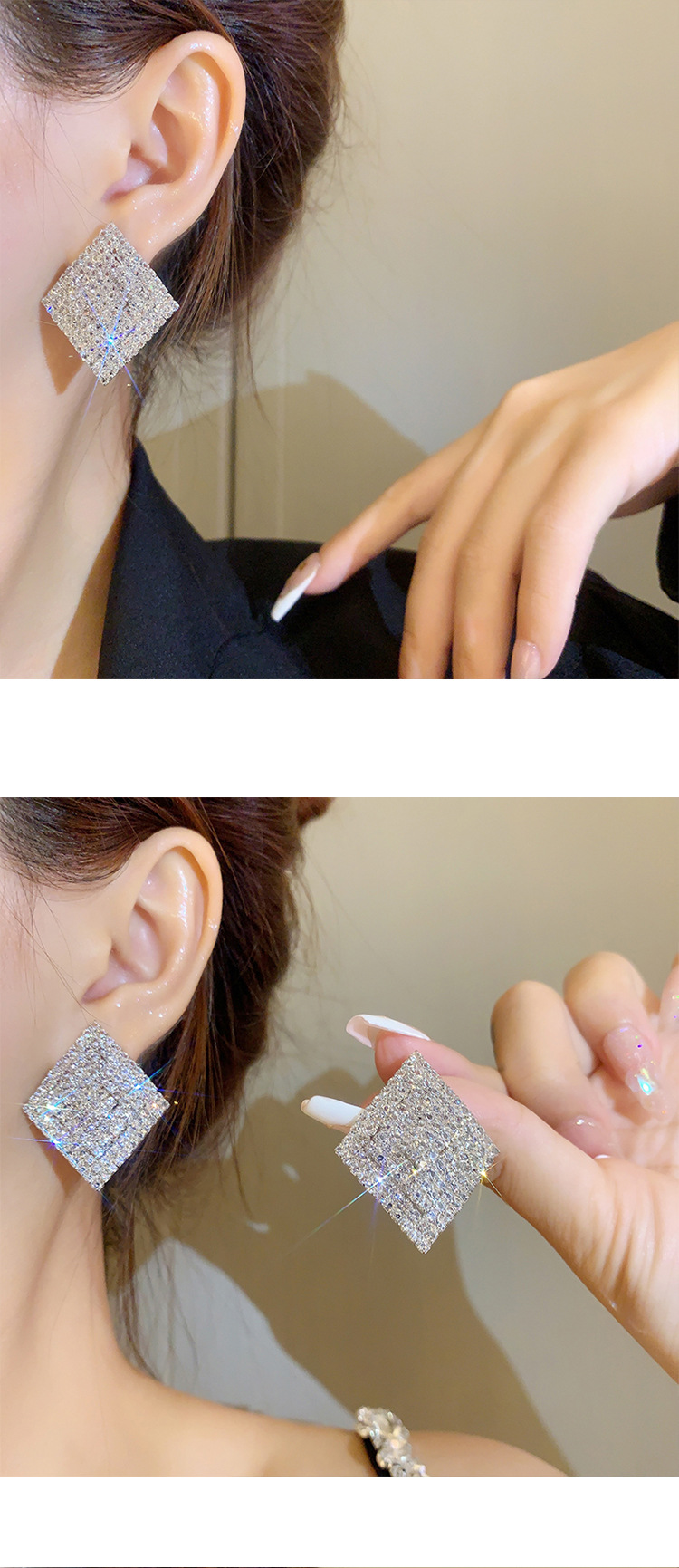 Retro full diamond long tassel earrings for women in Europe and America, exaggerated temperament, earrings, high-end feeling, light luxury earrings_voghion.com