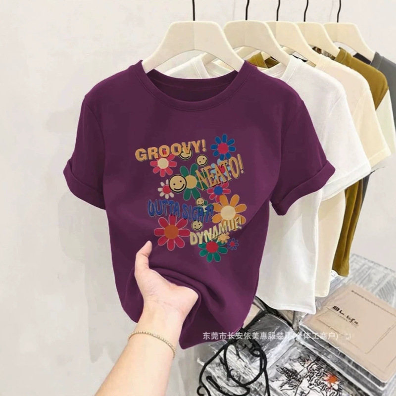 5 Yuan Women's Clothing Wholesale for Street Stalls, Early and Night Market Summer Women's Short-Sleeve T-Shirt Collection, 1688 Foreign Trade Export Cross-Border