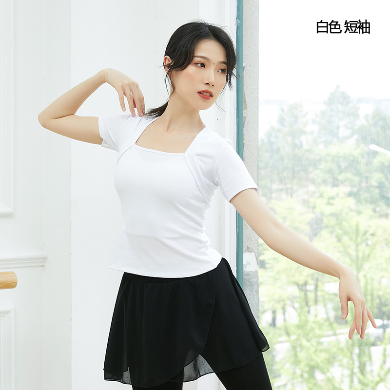 舞蹈练功服女春秋成人复古芭蕾风教师形体服装长袖假两件气质上衣|undefined