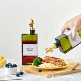 扁方形油瓶厨房酱油醋调料瓶可控油玻璃橄榄油瓶油嘴瓶分配器