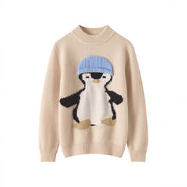 儿童山羊绒衫男女童可爱卡通秋冬加厚中小童装半高领新款保暖毛衣