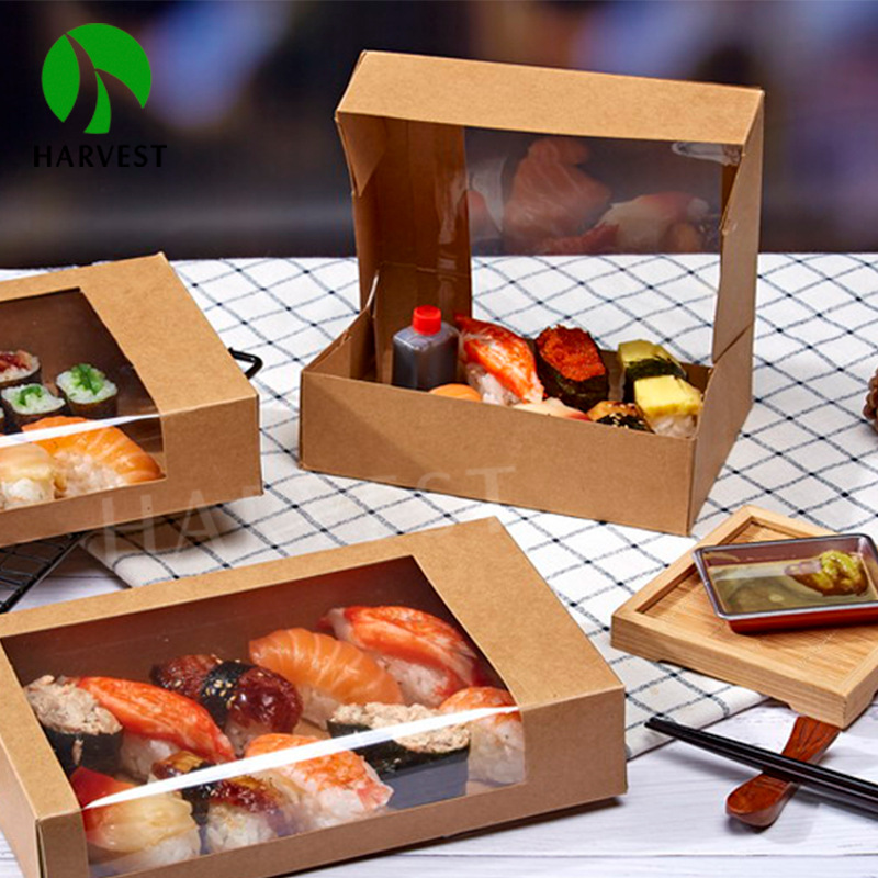 包装盒一次性牛皮纸餐盒寿司盒打包盒 日式寿司店超市寿司外卖盒