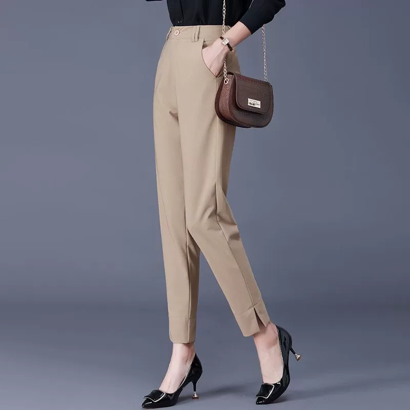 Summer autumn apricot fitted trousers, oversize
