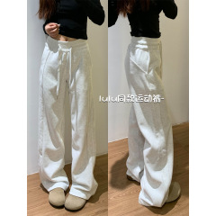 美式lulu同款运动裤女裤子春秋新款显瘦阔腿裤宽松休闲小个子卫裤