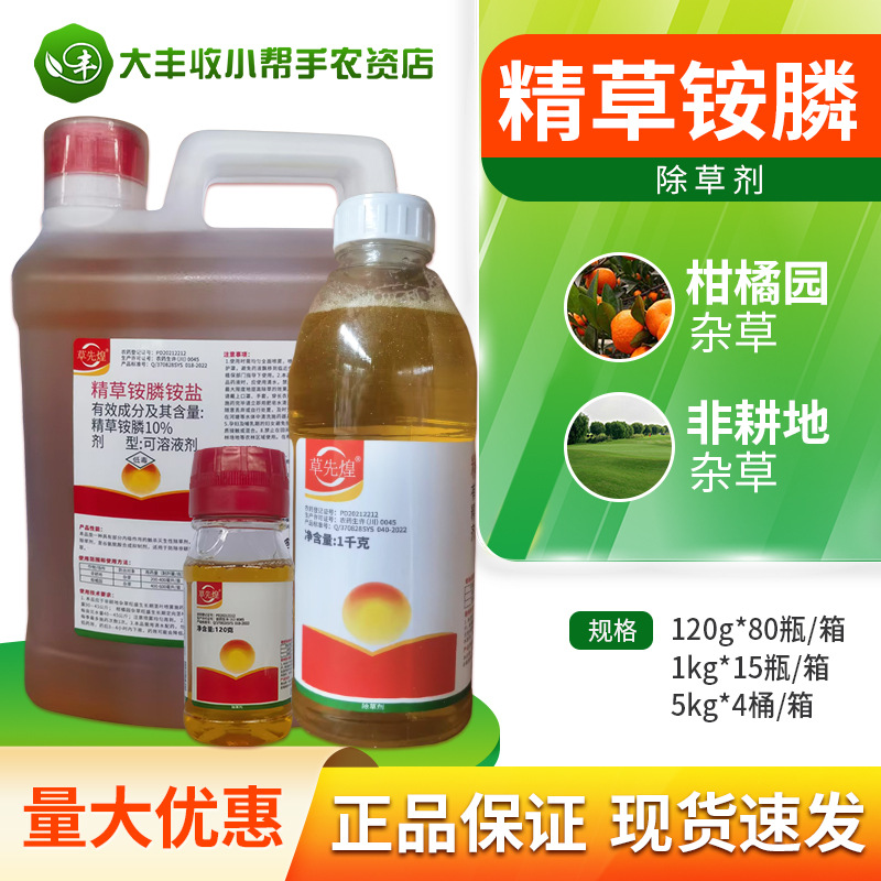 草先煌 10%精草铵膦铵盐草铵膦草安胺磷牛筋草杂草除草剂农药批发