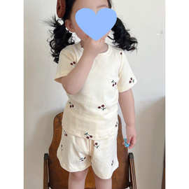 儿童睡衣夏季薄款宝宝短袖短裤空调服女童韩版碎花家居服套装