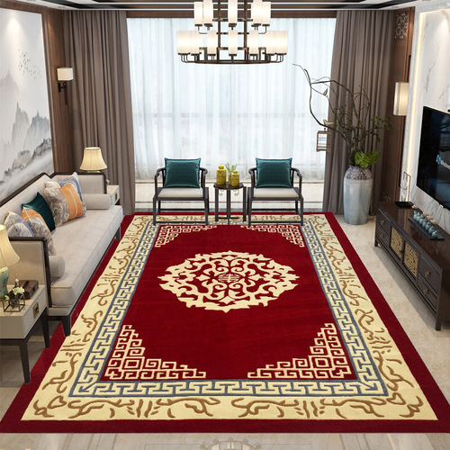 DA4K古典新中式羊毛混纺地毯茶室复古禅意客厅卧室家用门垫床边毯