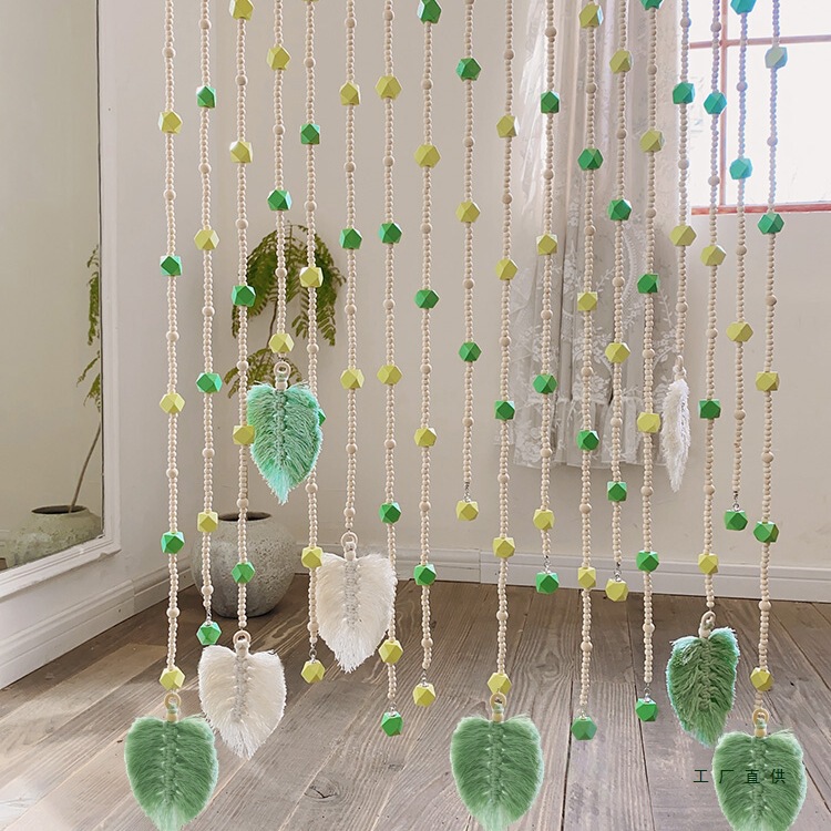 Wooden Bead Curtain Scandinavian Decoration Custom Curtain Door Curtain Partition Curtain Hanging Partition Curtain Nostalgic Handmade Art Pendant