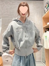 重工钉珠字母刺绣连帽卫衣女【棉】秋新款宽松学院风短款拉链外套