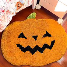 跨境萬聖節南瓜植絨地墊家用入戶門墊萬聖節浴室吸水腳墊防滑