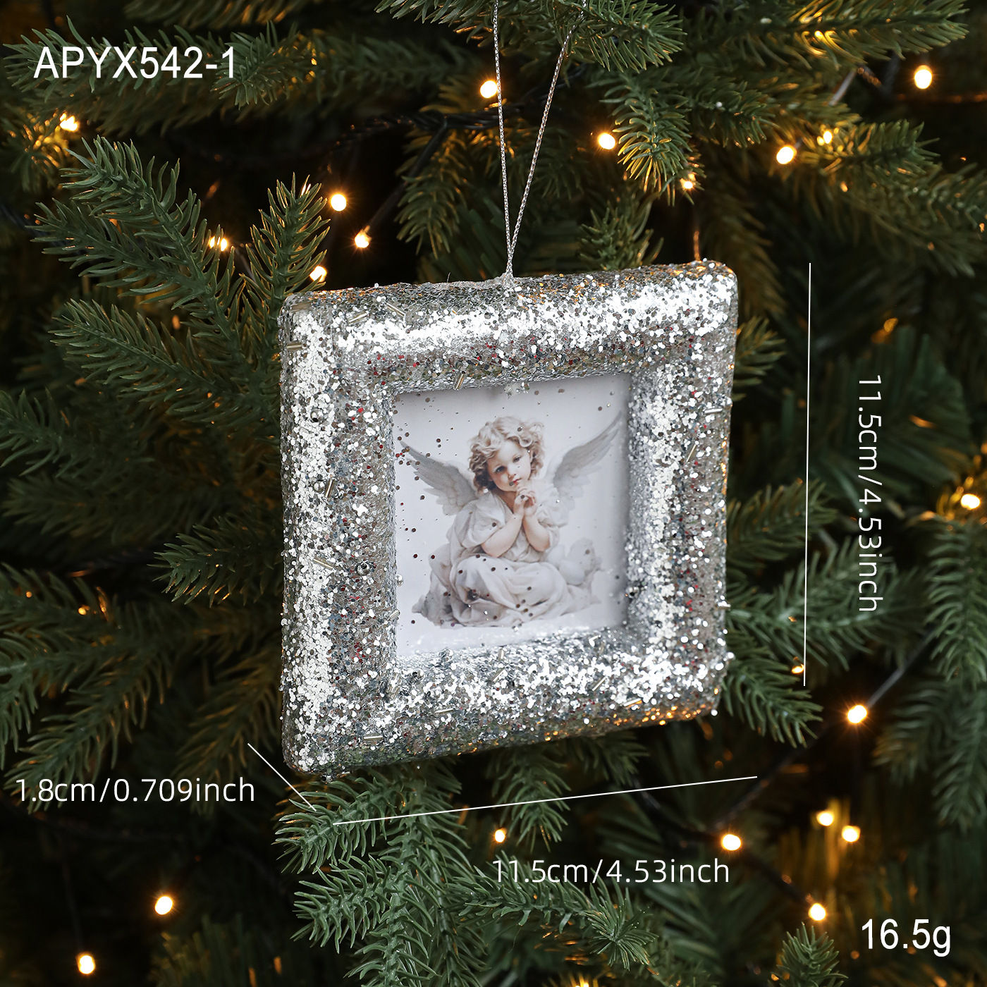 Colgante de árbol de Navidad transfronterizo marco cuadrado redondo especial espuma adesiva colgante decoración diseño de props de fotografía