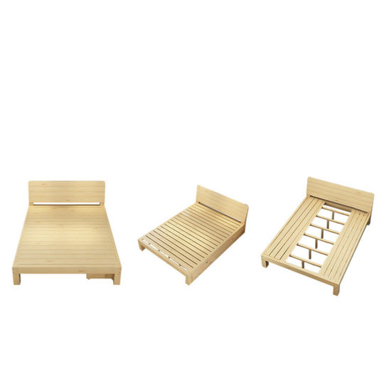 Solid Wood Bed 1.8 m Modern Simple Double Bed Economical 1.5 m Single Wooden Bed 1.2m Rental Bed Frame
