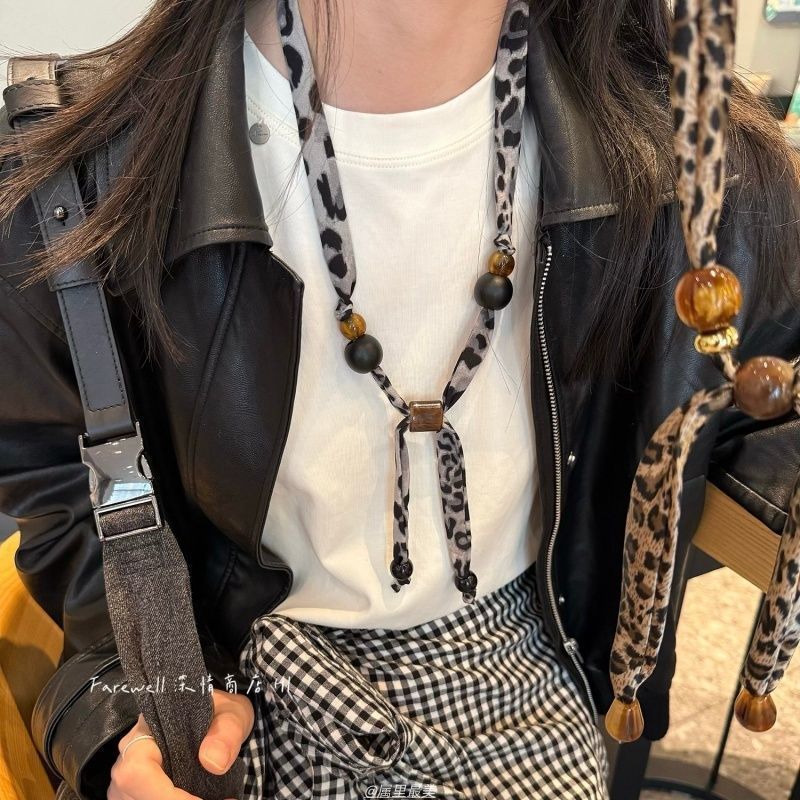 多种戴法~2025新款豹纹丝巾项链女轻奢小众设计感高级感颈链百搭|undefined