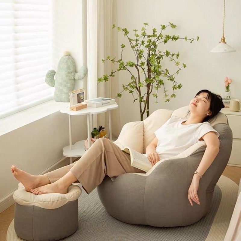Sofá perezoso dormitorio sala de estar apartamento pequeño casa de alquiler sofá pequeño individual taburete reclinable tatami silla de red