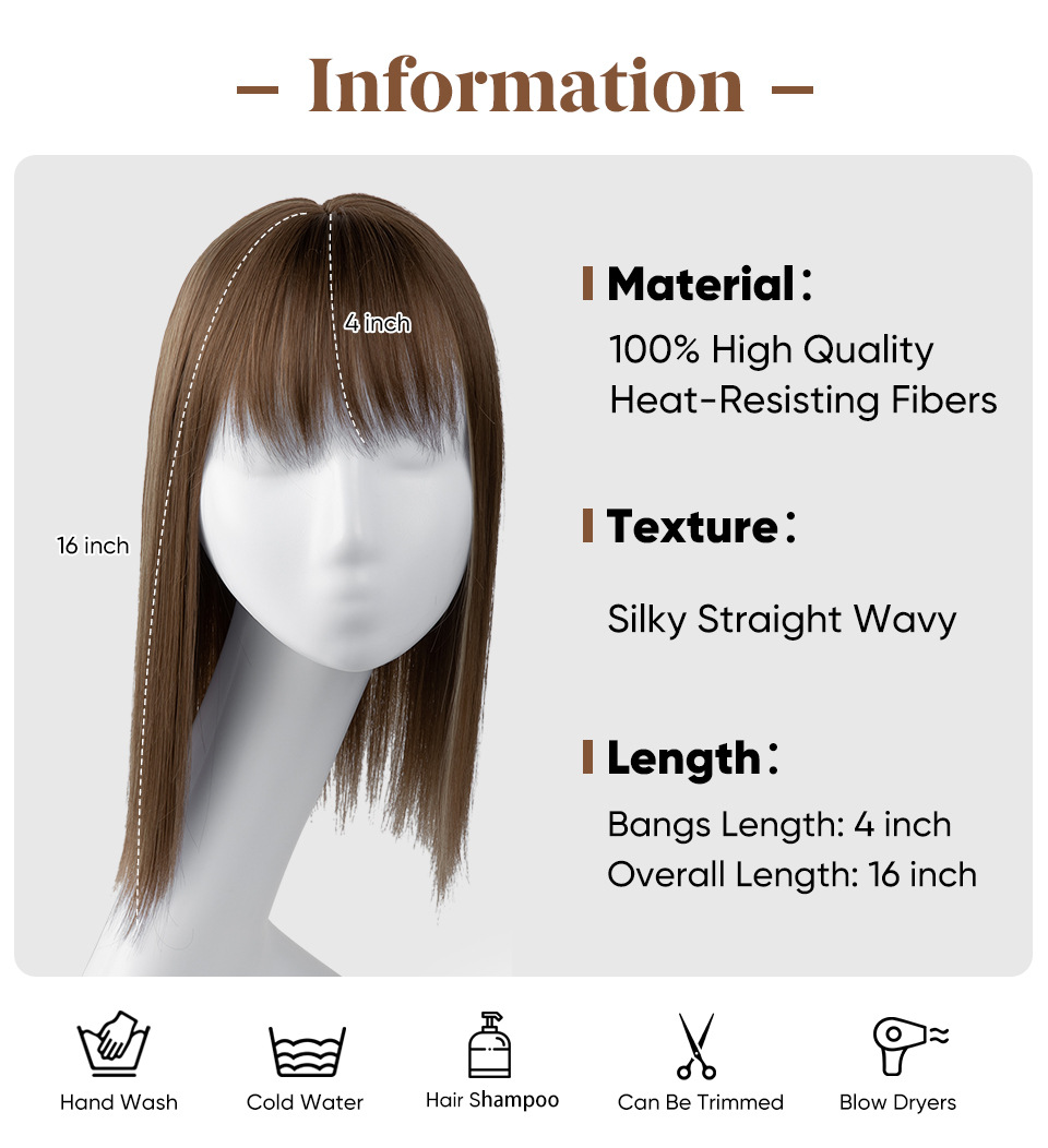 Perruque de cheveux synthétiques, Patch supérieur pour femmes, frange 3D pour un blanchiment naturel, Patch capillaire Invisible_voghion.com