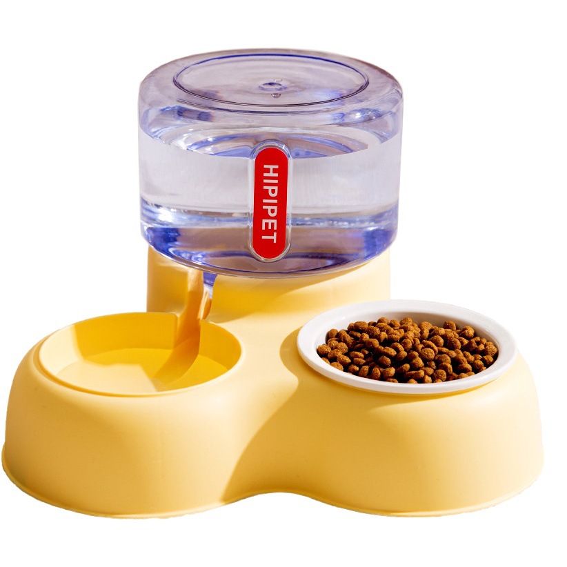 Tazón de gato mascota tazón de perro tazón de comida para gatos tazón doble tazón automático de agua potable boca oblicua tazón de arroz tazón de agua integrado pequeño alimentador de muelle de grasa