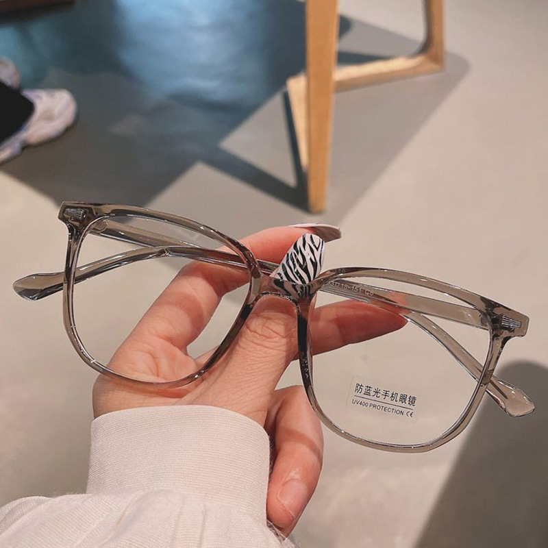 Gafas de miopía con brillo de cielo estrellado de montura grande cuadrada Las mujeres pueden estar equipadas con gafas planas de grado