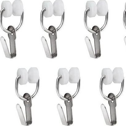 Rv Accessories Curtain Carrier Hook Curtain Track Accessories Nylon Roller with Metal Ring Metal Hook Rail