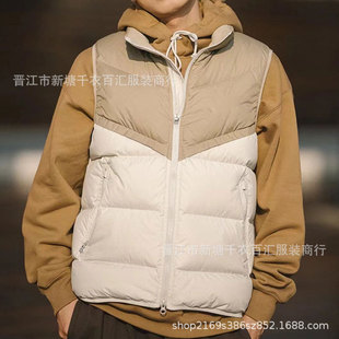 Foreign trade wholesale down cotton vest men's autumn and winter waistcoat warm vest Korean trend color matching couple vest 8184