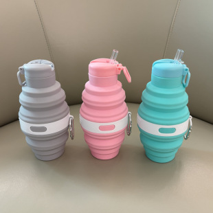 Amazon Creative Food Grade Foldable Silicone Cup Outdoor Sports Kettle Multifunctional Portable Retractable Water Cup