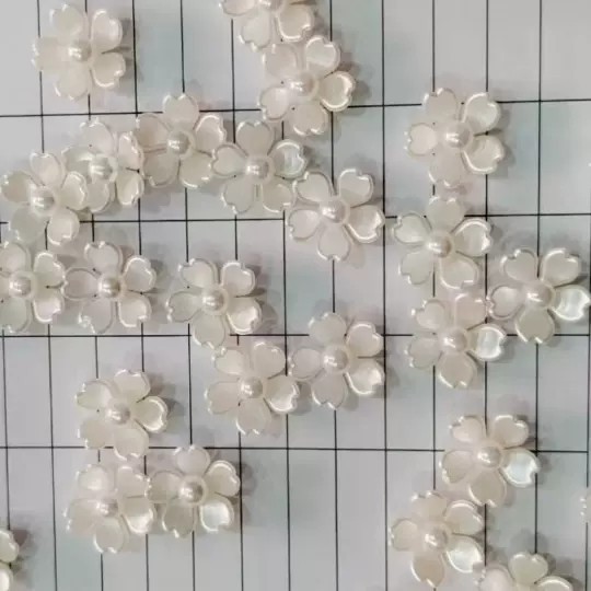 仿贝五瓣花珍珠古风diy配件手工发夹发饰鞋服项链手捧花团扇材料